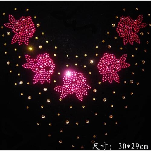 2pc/lot Big flower decor iron on transfers motif hot fix rhinestone hot fix rhinestone motif designs rhinestones fix patches