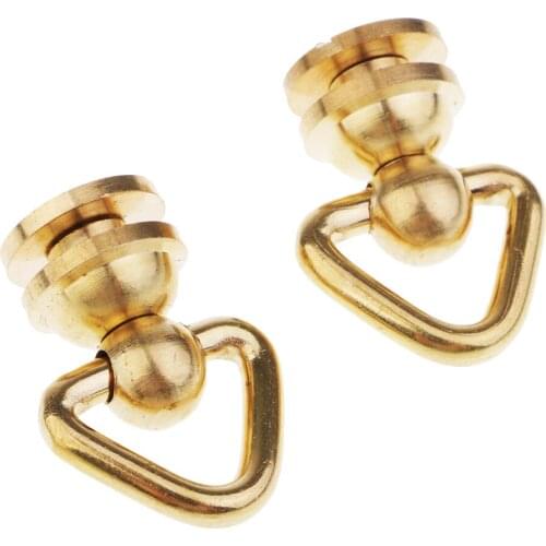 2 Pieces Ball Post with Triangle Ring Rivet Stud Round Head Screw Back for Leather Craft