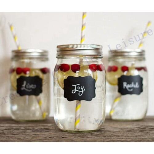 24pieces Fancy Mason Jar Wedding Chalkboard Labels , Wine Glass Drink Cup Label diy Reception Decoration idea