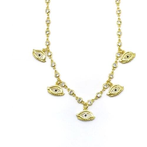 5pcs/lot CZ Chain Eye Charms Chocker Necklaces Woman 5 Small Pendants New Jewelry