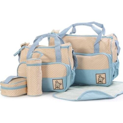 5Pcs Multifunctional Baby Diaper Bag Set Suitable for Baby Bottle Holder Baby Pregnant Woman Diaper Bag Set