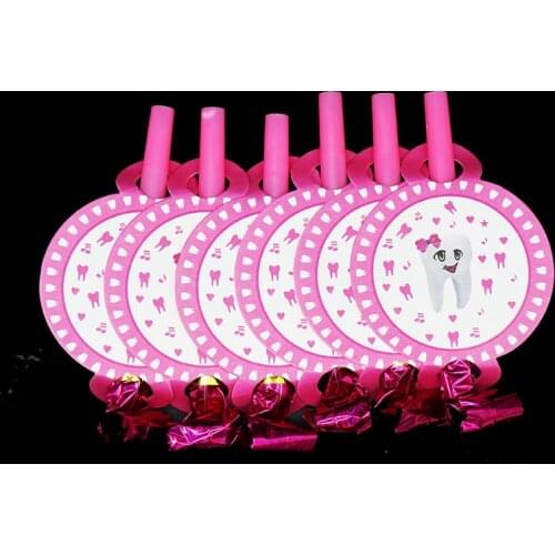 6pcs/lot Teeth theme blowouts kids birthday party decorations pink teeth blowouts baby shower decorations party supplies