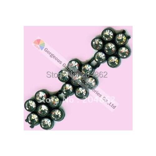 10yards High Quality Fashion Flower Design plastic clear crystal rhinestone trim chain with Black White Base For DIY accessories