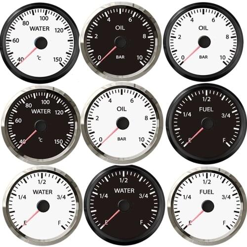 SUS316 Stainless Steel Bezel 52mm Wifi Water Fuel Level Gauge Oil Pressure Gauge Water Temperature Meter for Motorcycle 9-32V