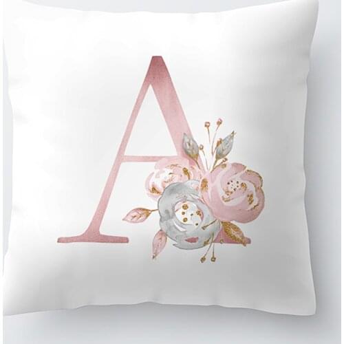45x45cm Kids Room Decoration Letter Pillow English Alphabet Polyester Cushion Cover For Sofa Home Decoration Flower Pillowcase28
