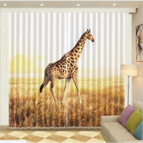 Kids Cartoon Curtains for girl 3D Window Curtains Living Room bedroom Giraffe Cortinas Drapes Rideaux Customized size pillowcase