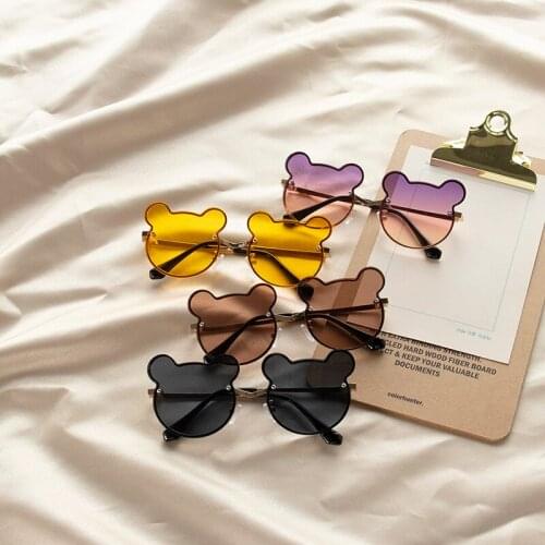 Childrens Kids Sunglasses Glasses Vintage Cute Bear Shaped Outdoor Beach UV 400 Protection Baby Oculos De Sol Gafas Eyeglasses