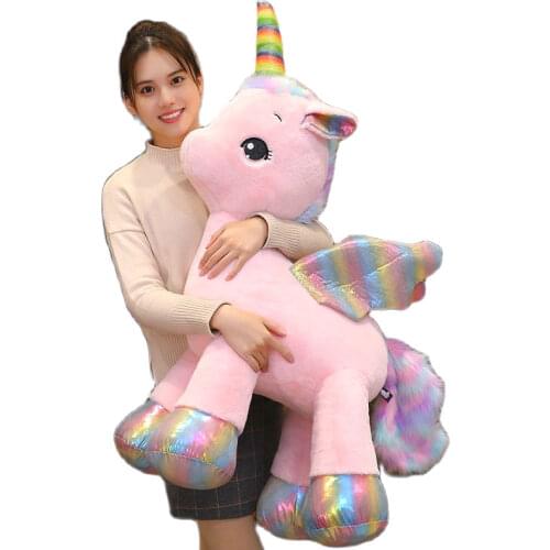 Fantastic glowing Wings Unicorn plush toy Unique unicorn horn fly wings horse Stuffed toys for Children Xmas gift for Child