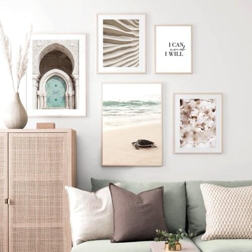 Wall Art Canvas Painting Morocco Door Beach Conch Sand Sea Quotes Nordic Posters And Prints Wall Pictures For Living Room Decor