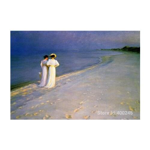 Wall art Summer Evening on the Skagen Southern Beach by Peder Severin Kroyer decor paintings Hand painted High quality
