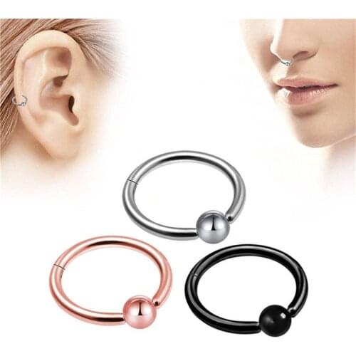 Julie Wang 3PCS Stainless Steel Zircon Nose Rings Mixed 3 Colors Round Hoop Piercing Clip Ear Bone Nail Punk Women Body Jewelry
