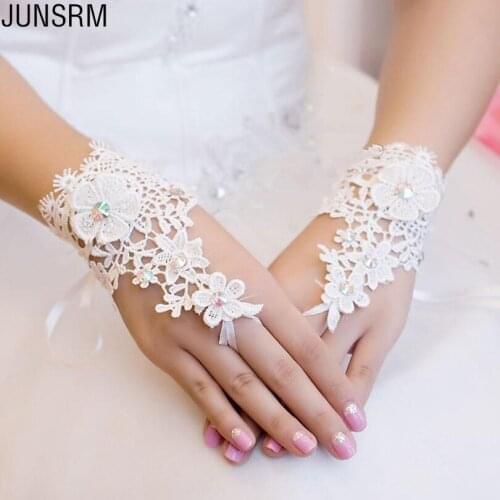 Short Lace Bridal Gloves Wedding Accessories Wedding Gloves With Beading Wedding Gloves