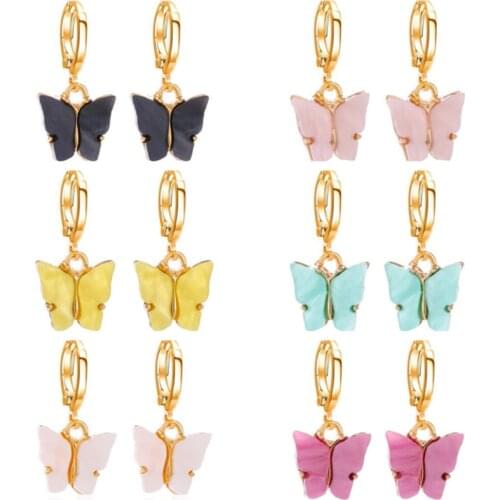 Beautiful Korean Butterfly Earring swing gold drop earrings for woman 2020 aesthetic sands girl jewelry