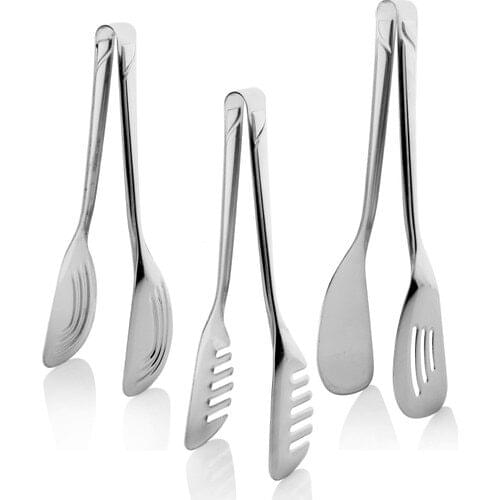 QueenS Kitchen Steel Lux 3'lü Tongs Serving Set