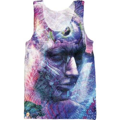 Harajuku Tank Tops Print Thinker Look Into The Mind Pattern 3d Vest Sleeveless Shirt Male Summer Fashion Mens Clothing Jersey