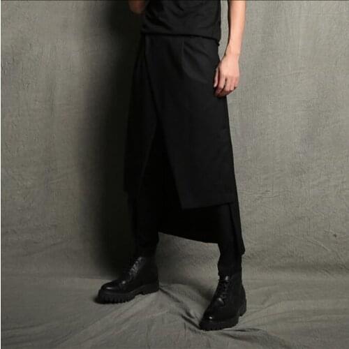 Male harem pants tide malen version of the hair stylist personality Slim feet skirt pants nightclub singer casual pants