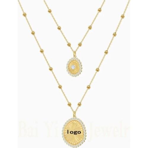 New Vintage Cool Retro Round Badge Decoration Gold Necklace For Women Romantic Korean Jewelry