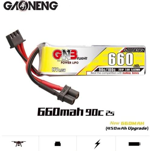 Original GAONENG GNB HV Lipo Battery 2S 7.6V 90C/180C 660mAh XT30U-F Plug for Happymodel FPV Racing Cine Whoop BetaFPV RC Drone