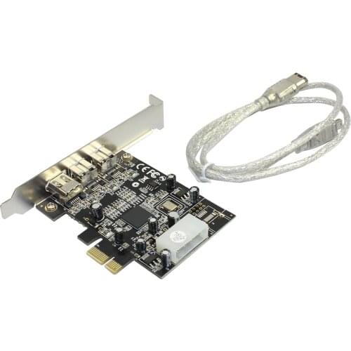 PCIE Combo 3 Ports 2x 1394B 9Pin + 1x 1394A 6Pin PCI-Express Controller Card Adapter Expansion IEEE 1394 B+A for FireWire 800