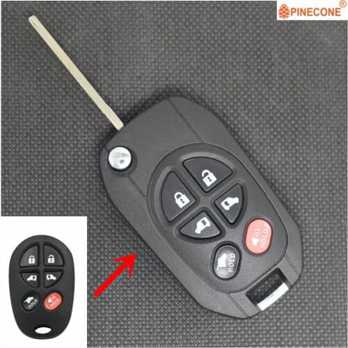 PINECONE for TOYOTA HIGHLANDER SEQUOIA SIENNA TACOMA TUNDRA 5+1 Panic Buttons TOY43 Blade Modified Flip Car Key Fob Shell Case