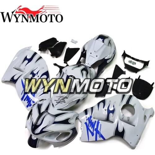 Full ABS Plastic Motorcycle Fairings For Suzuki GSXR1300 Hayabusa 1997 - 2007 98 99 02 03 05 06 Bodywork White With Black Flames