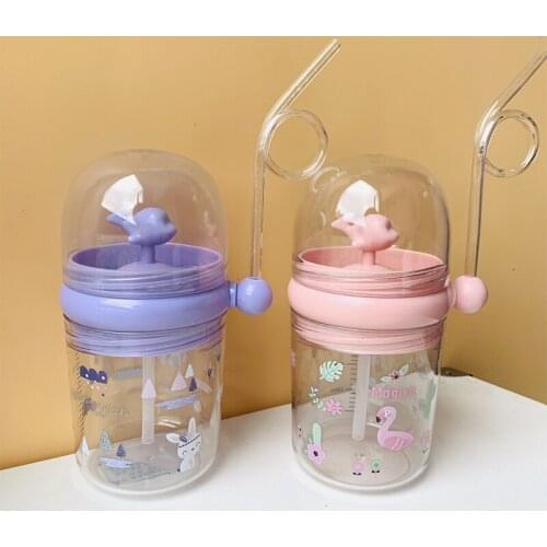 250ML Kids Funny Whale Water Spray Drinking Cup Cartoon Feeding Bottles With Straws Portable Leakproof Childrens Cups Drinkware