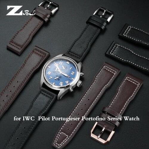 Calfskin Leather Watch band Replacement 20mm 21mm for IWC Pilot Portugieser Portofino Series Watch Mens watch accessories