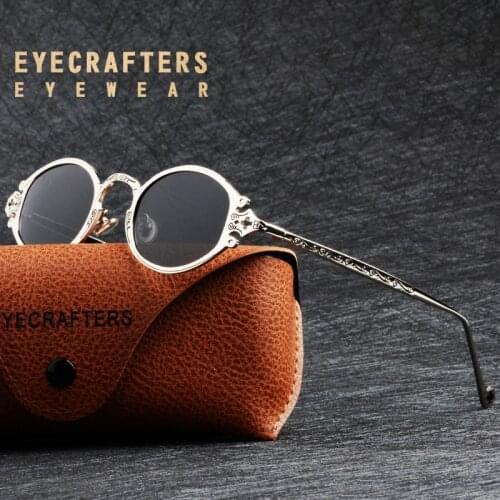 Luxury Fashion Brand Designer Sunglasses Mens Womens Oval Round Gothic Sunglasses Retro Vintage Steam Punk Sunglasses