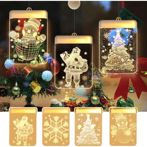 Christmas Lights LED Snowflake Santa Fairy String Curtain Lights Xmas Window Hanging Decor Garland Lighting Indoor Outdoor Lamp