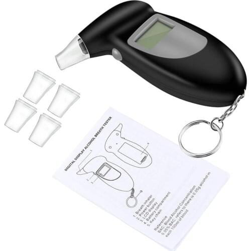 1PCS Handheld Digital Alcohol Breath Tester Breathalyzer Analyzer LCD Detector Alcohol Tester With 4 Breath Inhaler Case