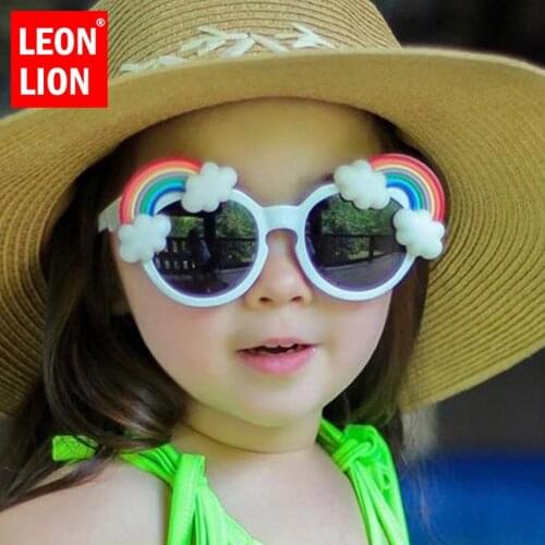 LeonLion 2021 Cute Retro Sunglasses Children Round Flower Eyeglasses Girls/Boys Luxury Glasses Children Gafas De Sol Hombre