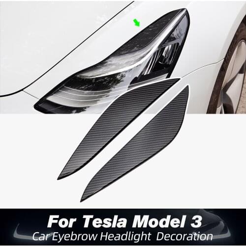 Vxvb 2021 Model Three Carbon Fiber ABS Decorative Strip Car Front Light Eyebrow Lamp For Tesla Model 3 Accessories Model3 New