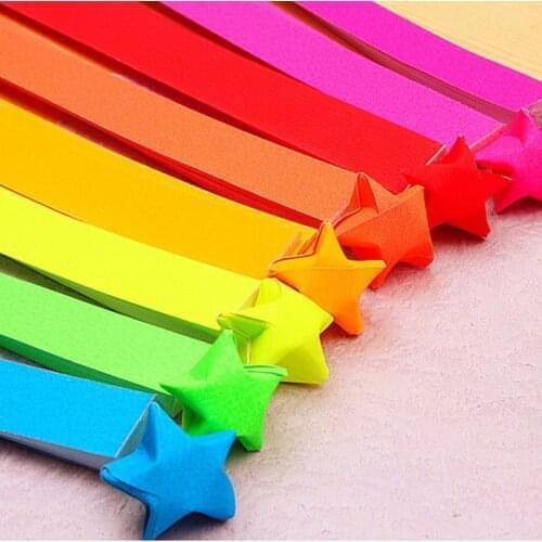 Bright Color Lucky Star Paper Folding Paper Strips Origami Simple Pattern Strip Quilling Paper Festival Decorative Paper #249099
