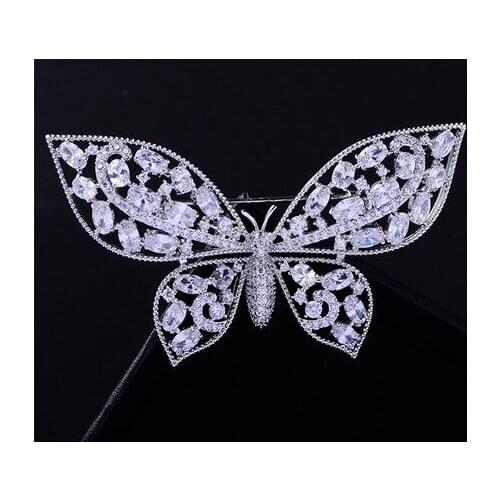 Elegant Zircon Bowknot Tassel Long Brooches for Women Luxury Crown Crystal Drop Brooch Pin Fashion Scarf Jewelry broche mujer