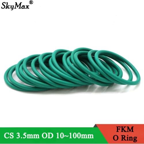 10pcs CS3.5mm OD 10~33mm Green FKM Fluorine Rubber O Ring Sealing Gasket Insulation Oil High Temperature Resistance Green
