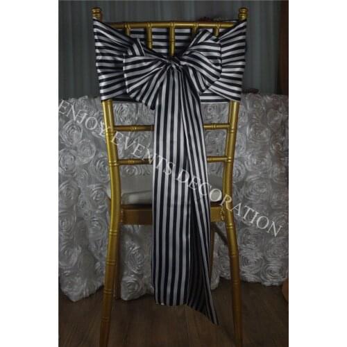 10pcs YHC#403 stripe satin chair sash for wedding events party