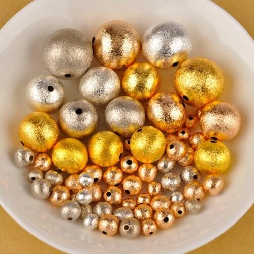 200pcs Matte Effect Copper Metal Round Beads Smooth Ball Loose Spacer Beads For Jewelry Making DIY Bracelet