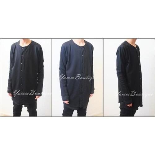 2020 New Mens Essential Baseball Round Neck Front Button Jersey Shirt Long Oval Hem