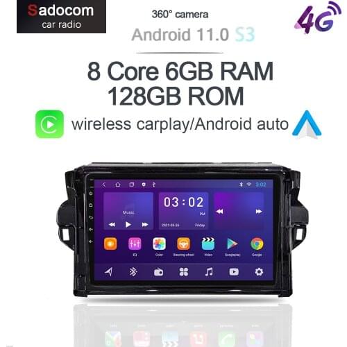 360 Panoramic IPS Carplay 6G+128G Android 10.0 Car DVD Player GPS WIFI Bluetooth 5.0 RDS Radio For Toyota Fortuner 2 2015 - 2020