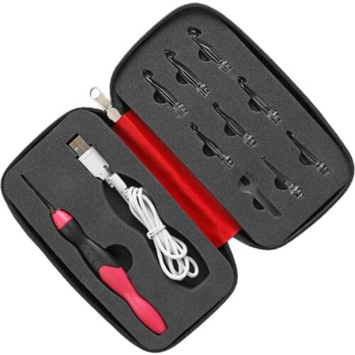 9 in 1 USB Light Up Crochet Hooks Knitting Needles LED Sewing Tools Set Kit For Dim Or Bright Lighting