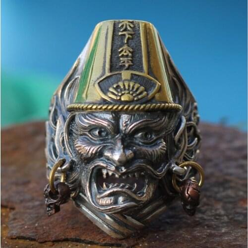 925 Sterling Silver MENS Retro Wealth ghost handmade ring jewelry A5238