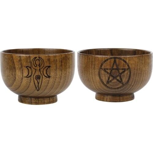 Altar Bowl Handmade Wood Bowls Ritual Tableware Ceremony Moon Divination Astrological Tool Board Game Witchcraft Prop Supplies