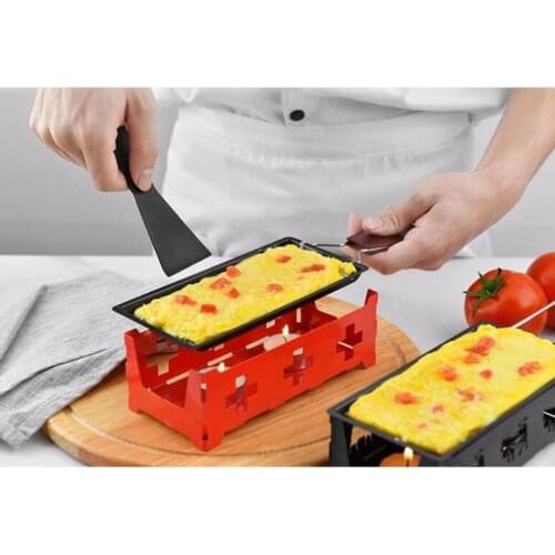 Mini Non-stick Cheese Fondue Set Wooden Handle/ Steel Handle Baking Pan, Plastic Spatula, Stove, Candle Heating Cheese Egg Pan