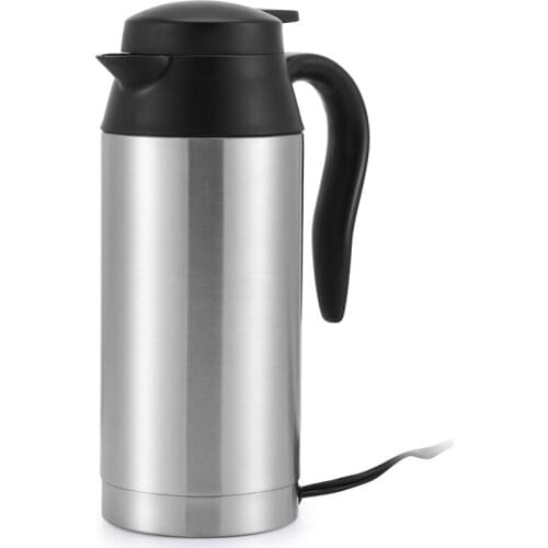 TiOODRE 12V 750ML Stainless Steel Car Coffee Cup Car Auto Adapter Heated Travel Heating Cup Kettle with Sealed Rubber Band