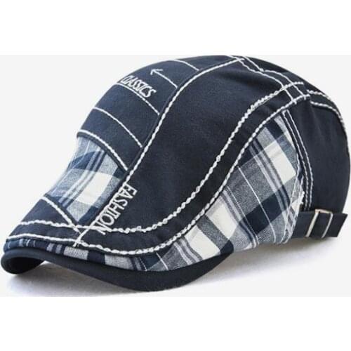 Brand JAMONT Adjustable outdoor sunshade beret hat tartan stitching embroidery cap