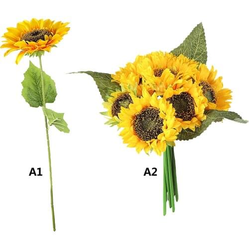 A Bunch Artificial Sunflowers Bouquets High Quality Artificial Fake Silk Sunflowers Home Office Party Wedding Christmas Décor