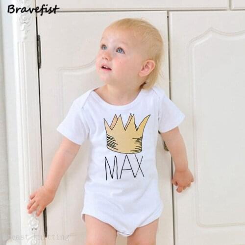 Baby Bodysuits Cotton Baby Boys Girls Clothes Infant Cute Jumpsuit O-Neck Short Sleeve Newborn Baby Clothing Max Crown Sunsuits