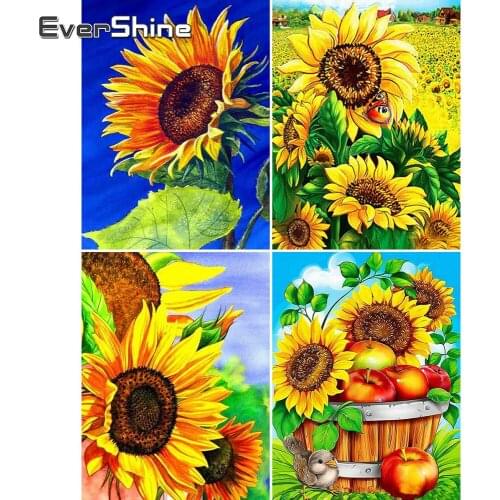 Evershine DIY Diamond Painting With Square Stones Sunflower Diamond Embroidery Sale Flower Rhinestones Pictures Diamond Mosaic
