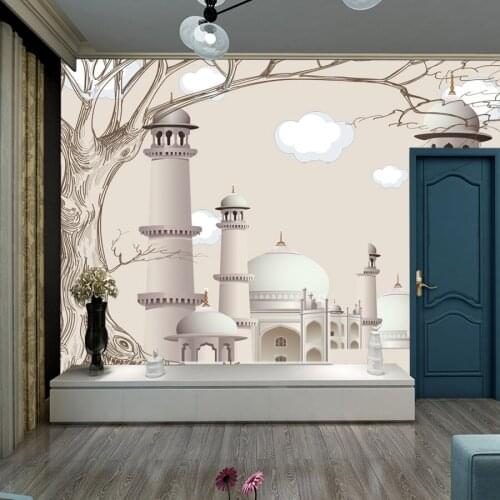 Custom Photo Cartoon Tree Castle Cloud Mural Wallpaper Wall Papers Home Decor for Living Room Girls Kids Bedroom Contact Paper