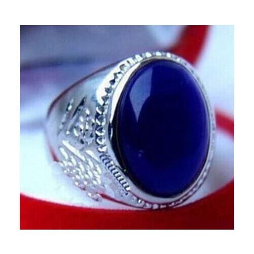 Hot selling>@@ 0x Tibet silver men women blue Natural stone ring 6# 7# 8# 9# 10# 11# -Bride jewelry good
